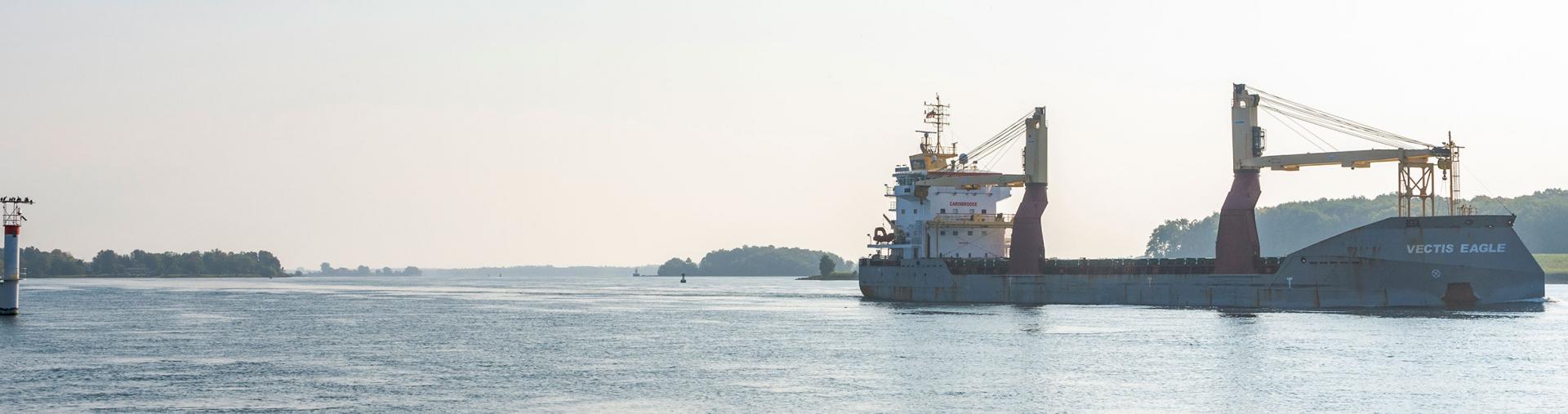 Freight liner on river