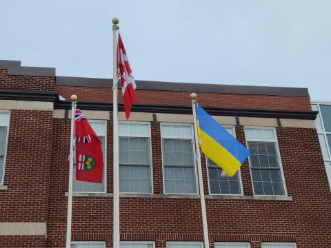 Flags outside Municipal Centre