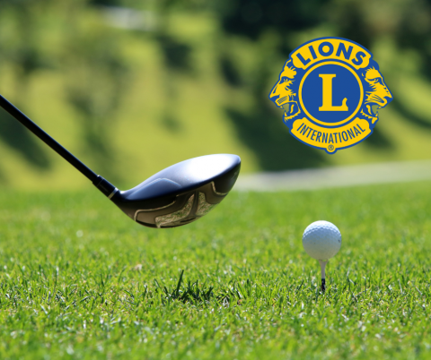 golf ball and driver with Lions club logo
